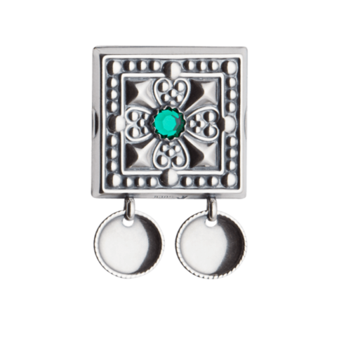 Belt pillar with green stone, oxidized