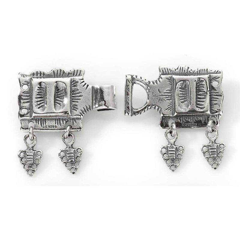 Belt buckle silver, oxidized with small eyelet, Romerike