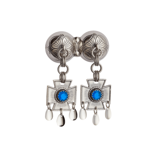 Necklace with blue crystal, oxidized