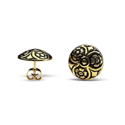 Løken earrings button, gold plated