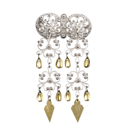 Necklace with spiral leaf, white/gold plated