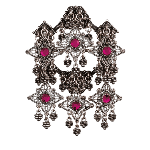 Sølje Telemark Bøheradsring with pink crystal, oxidized