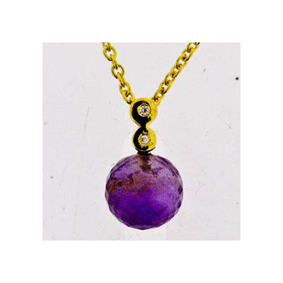 Lene Visholm pendant 0,03ct Wsi amethyst 585