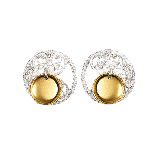 Enamels small filigree with foliage, white/gold plated