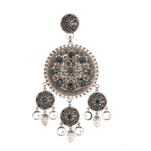 Dalar small with green crystal, oxidized