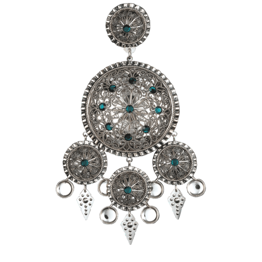 Dalar large with green crystal, oxidized