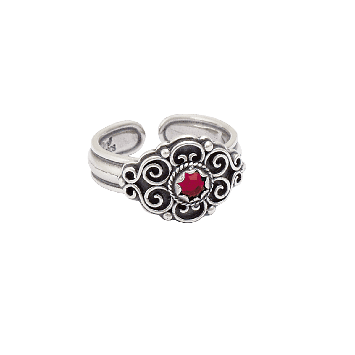 Bunad ring with rough crystal, oxidized