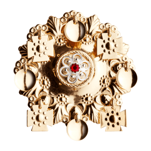 Brooch with rough crystal, gold plated