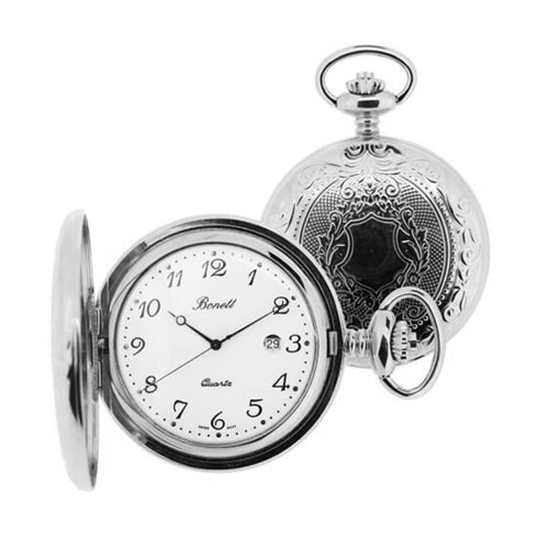 Bonett pocket watch quartz w/pattern incl.
chain