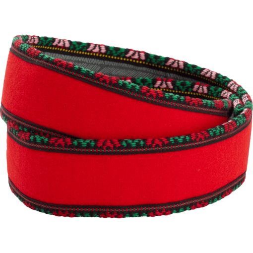 Fabric strip Hardanger 4cm, raud with roses