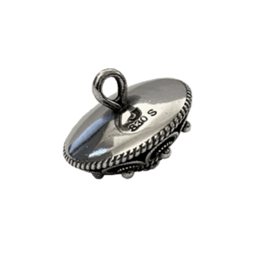 Alternative view of Seed button No. 4 large, oxidized long hempe