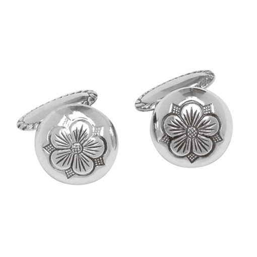 Cufflinks Olav's rose with base, oxidized