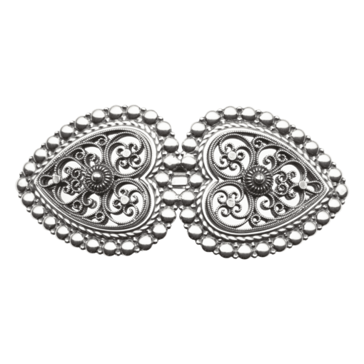 Hair clip large with pearl edge and frills, oxidized