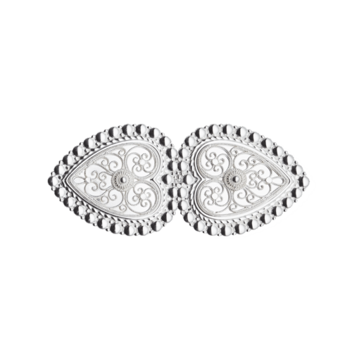 Hair clip with pearl edge and frills, white