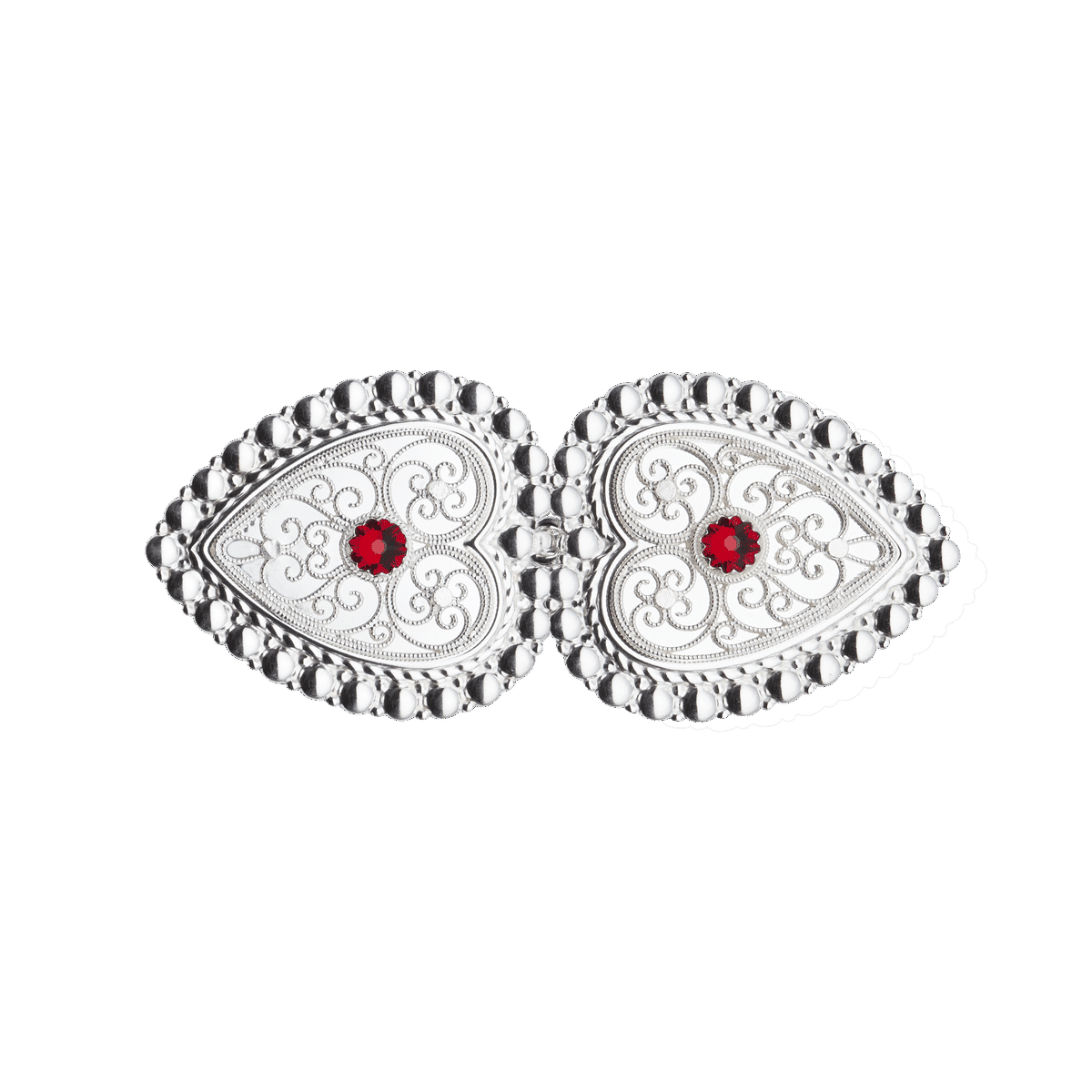 Hair clip with pearl edge and rough crystal, white