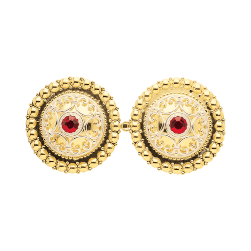 Belt buckle with syhol and rough crystal, gold plated