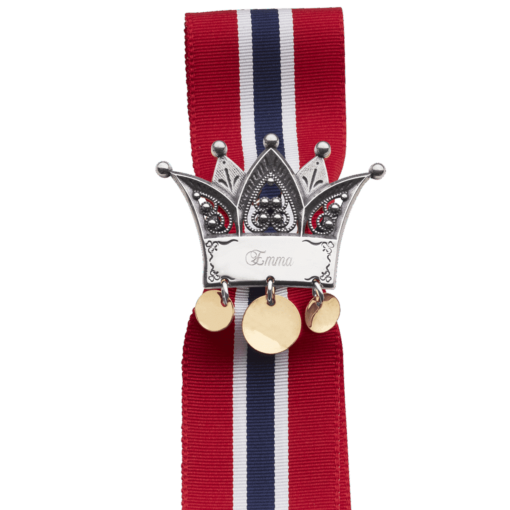 May 17th bow pin 2-in-1 with engraving field, oxidized/gold-plated