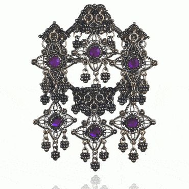 Bøherad ring old gold plated with purple crystals