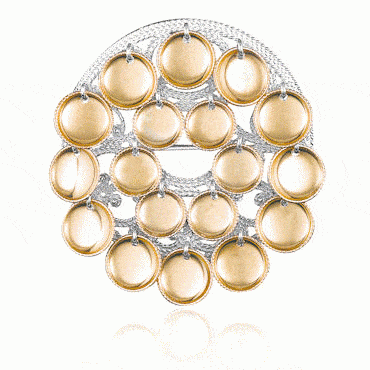 Dish Brooch No. 5, gilded and gold plated
