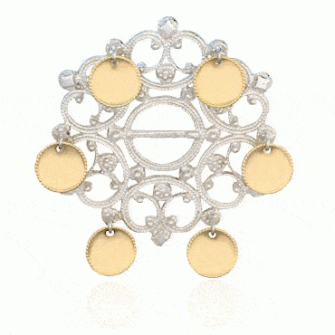 Dish Brooch No. 58, gilded and gold plated