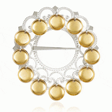 Dish Brooch No. 66, gilded and gold plated