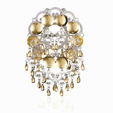 Dish Brooch No. 8, gilded gold-plated smooth foliage