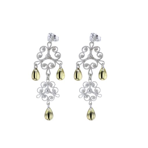 Earrings large and small kidney pendant, gilded and gold plated