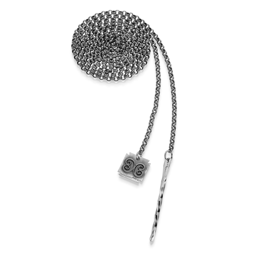 Oxidized pull chain with spear and leaves