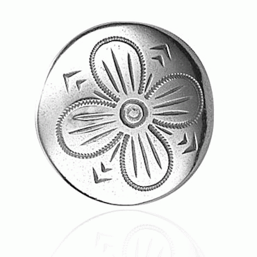 4-leaf rose button flat extra large, oxidized