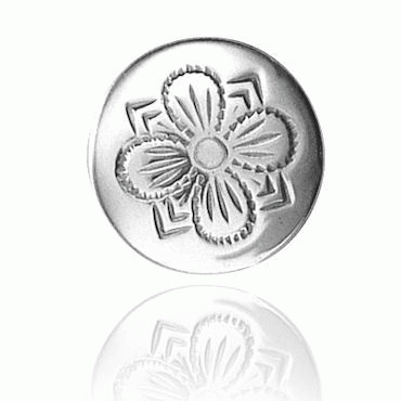 4-leaf rose button flat medium-sized oxidized, long hempe