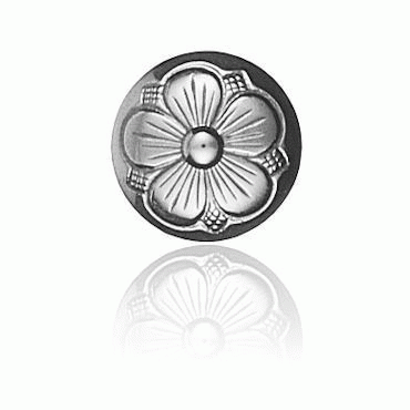 5-leaf rose button 2 medium, oxidized with bottom