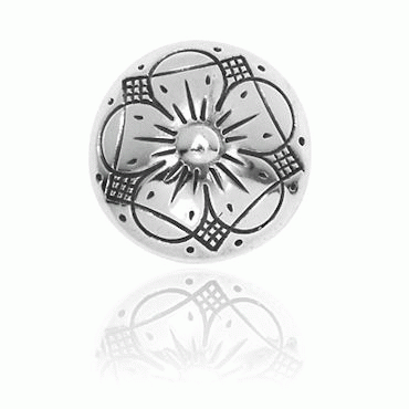 5-leaf rose button 3 medium, oxidized