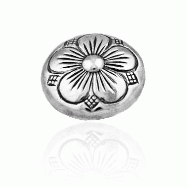 5-leaf rose button No. 4 between, oxidized