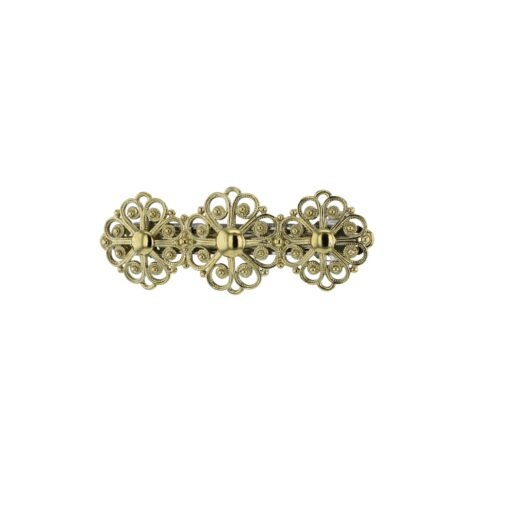 Hair clip three filigree roses, gold plated