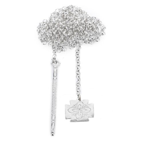 Pull cord with engraved crushed leaves, light