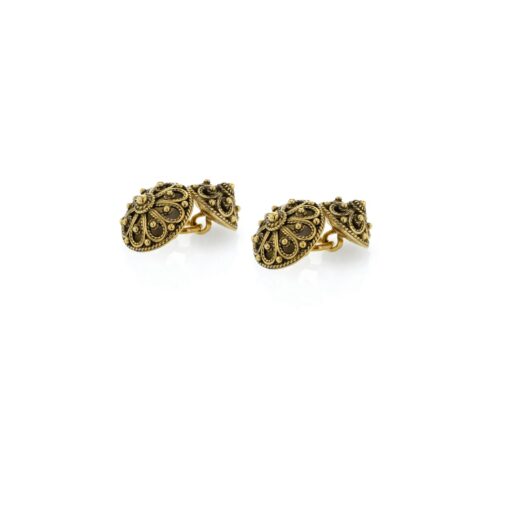 Cufflinks old gold plated, large + small