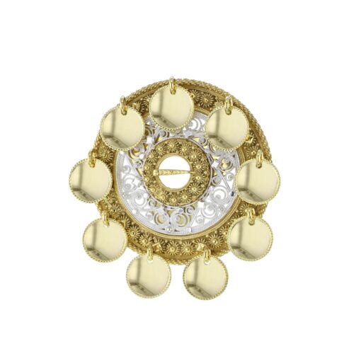 Two-tone trandeim brooch with foliage, gilded and gold plated