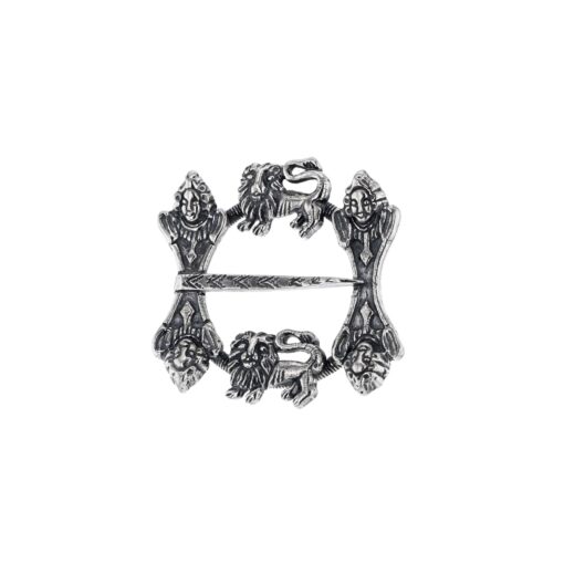 Horn ring lion with loose thorn, oxidized