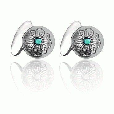 Arm buttons no. 28 with green stone