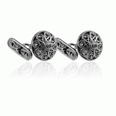 Cufflinks No. 72, oxidized with demant