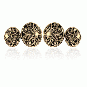 Cufflinks No. 73 double old gold plated with demant