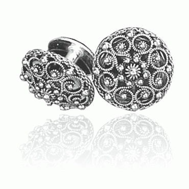 Arm buttons no. 9 oxidized with post