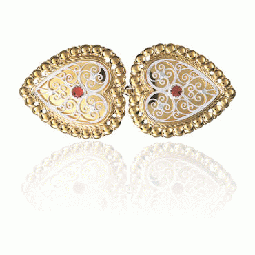 Belt buckles no. 28 red stone light gold plated to sew on