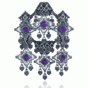 Boyer wheel ring, oxidized with purple crystals