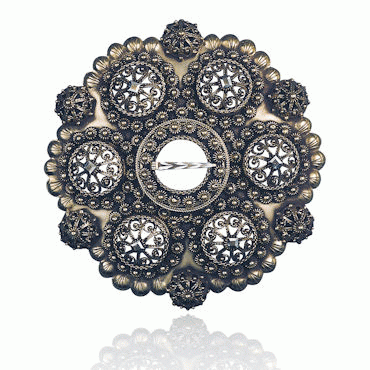 Boole brooch No. 13 handmade old gold plated