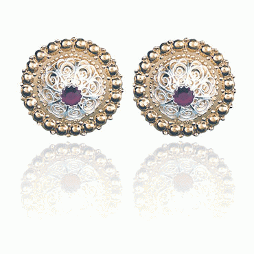 Drill needles no. 5 gold-plated with red stone