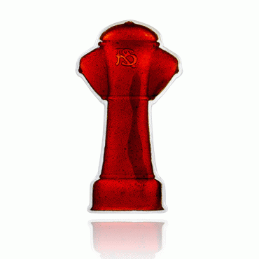 Fire hydrant pin silver and red glass enamel