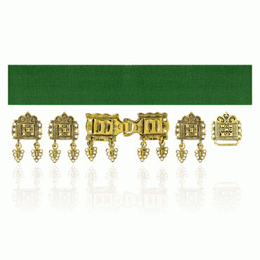 Bunad belt teal green complete with gold-plated silver