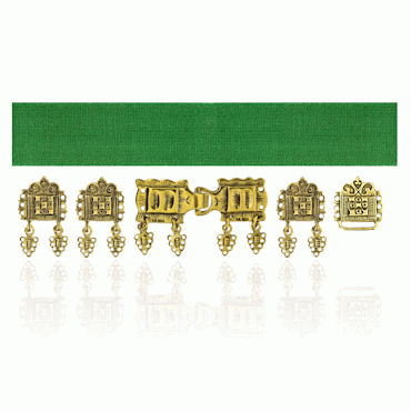 Bunad belt grass green complete with gold-plated silver