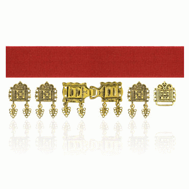 Bunad belt red complete with gold plated silver